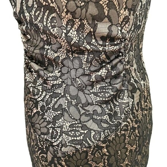 Ann Taylor Petite Embroidered Ruched Floral Party Cocktail Lined Dress - Picture 12 of 14